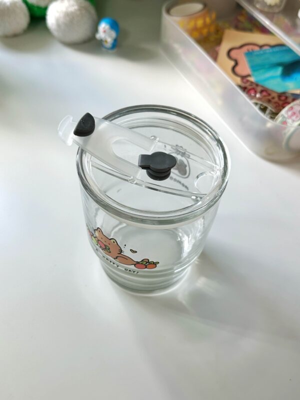 Happy Day Latte Glass Cup | Pebbles the Cat - Image 4